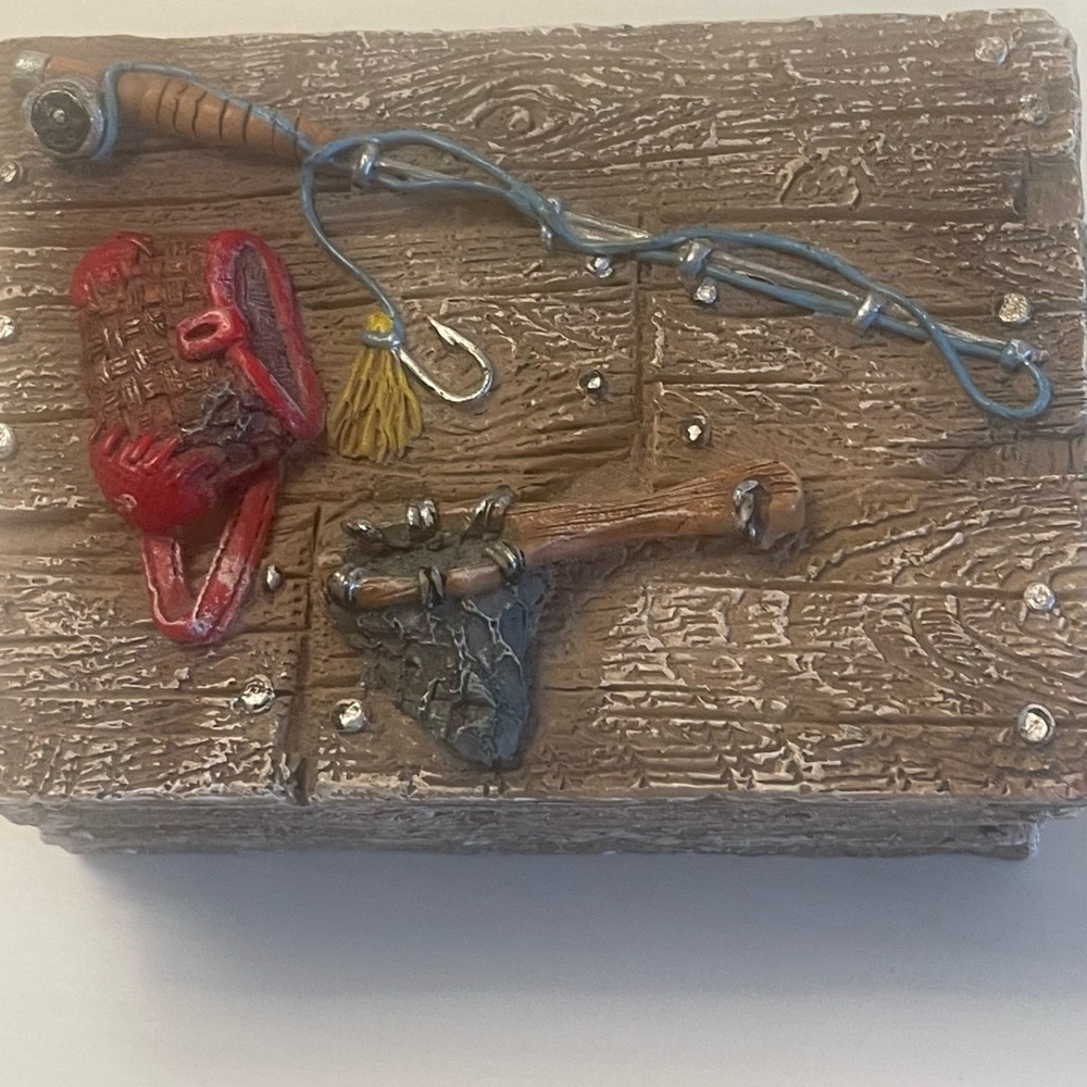 Trinket Box in the Shape of a Tackle Box  Resin with Cover Vintage